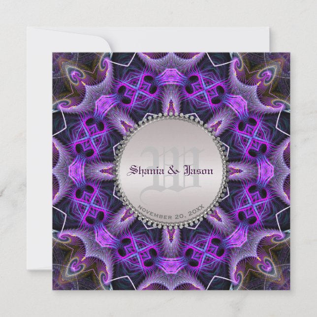 Purple Mediaeval Gothic Wedding Invitation (Front)