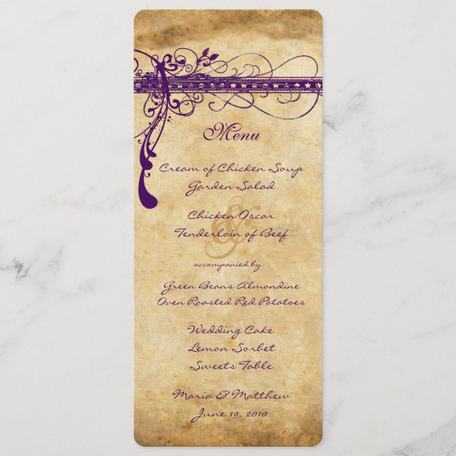 Purple Mediaeval Renaissance Elegant Menu (Front)