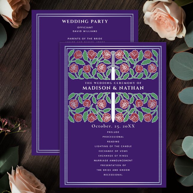 Purple Mediaeval Silver Floral Sword Royal Wedding Programme (Creator Uploaded)