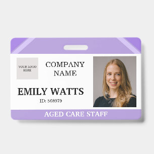 Purple Medical Nurse Aged Care Security Photo ID Badge