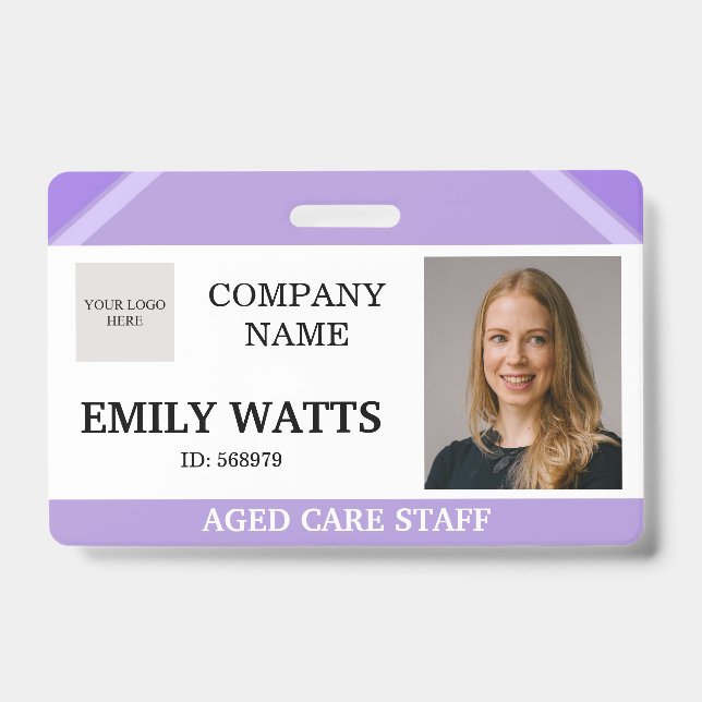 Purple Medical Nurse Aged Care Security Photo ID Badge (Front)