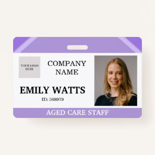 Purple Medical Nurse Aged Care Security Photo ID ID Badge