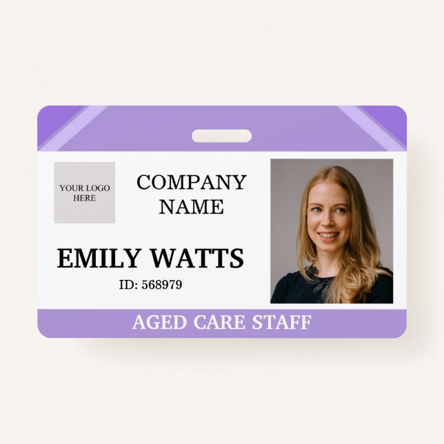 Purple Medical Nurse Aged Care Security Photo ID ID Badge (Front)
