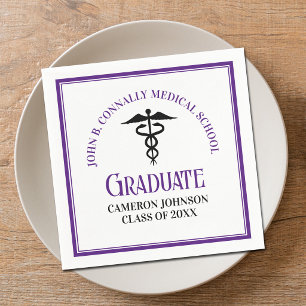Purple Medical School Graduation Party Custom Napkin