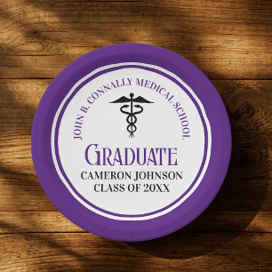 Purple Medical School Graduation Party Customized Paper Plate