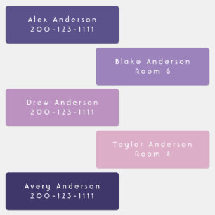 Purple Medium Waterproof Adhesive Kid's Labels