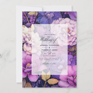 Purple Medley Floral Winter Wedding Invitation