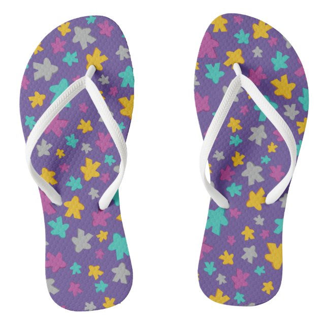 Purple Meeple Board Game Pattern Flip Flops (Footbed)