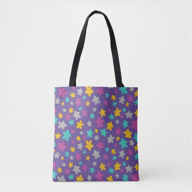 Purple Meeple Gamer Tote Bag (Front)