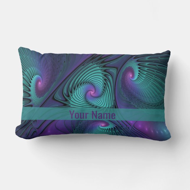 Purple meets Turquoise modern abstract Art name Lumbar Cushion (Front)