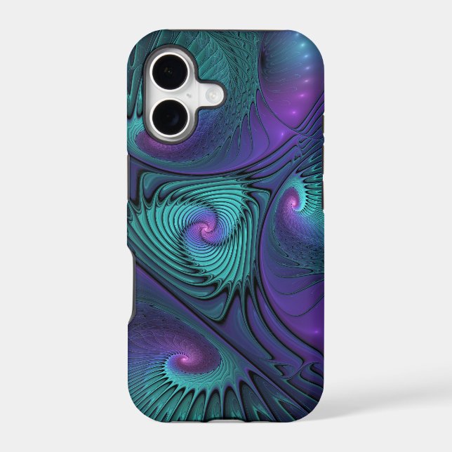Purple Meets Turquoise Modern Abstract Fractal Art (Back)