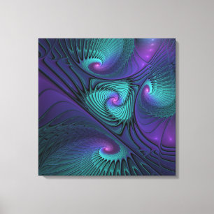 Purple meets Turquoise modern abstract Fractal Art Canvas Print