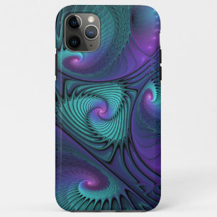 Purple Meets Turquoise Modern Abstract Fractal Art iPhone 11 Pro Max Case