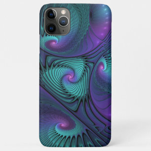 Purple Meets Turquoise Modern Abstract Fractal Art iPhone 11 Pro Max Case
