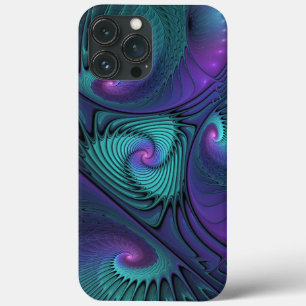 Purple Meets Turquoise Modern Abstract Fractal Art iPhone 13 Pro Max Case