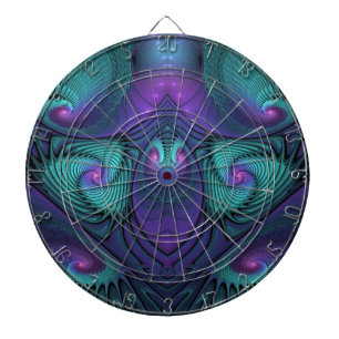 Purple meets Turquoise modern abstract Fractal Art Dartboard