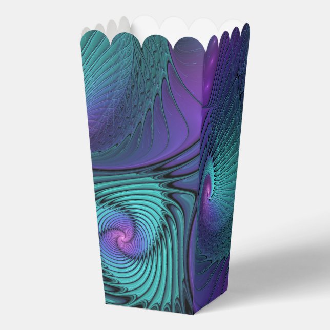 Purple meets Turquoise modern abstract Fractal Art Favour Box (Front)