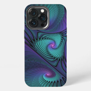 Purple Meets Turquoise Modern Abstract Fractal Art iPhone 13 Pro Case