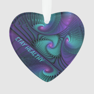 Purple Meets Turquoise Modern Abstract Fractal Art Ornament