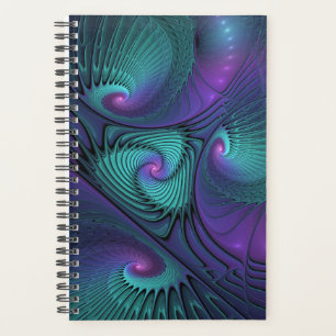 Purple Meets Turquoise Modern Abstract Fractal Art Planner