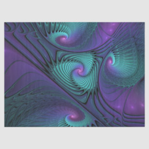 Purple meets Turquoise modern abstract Fractal Art Tissue Paper
