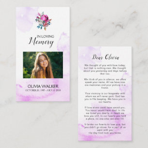 Purple Memorial Poem Funeral Prayer Card