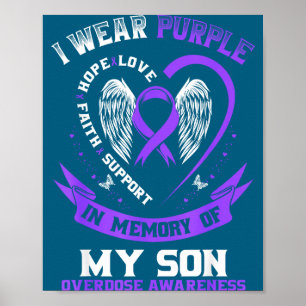 Purple memory my son drug overdose awareness ribbo poster