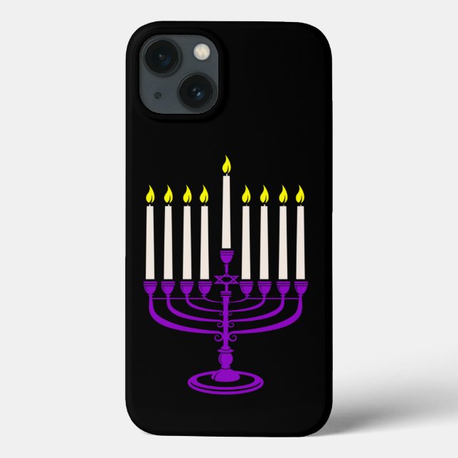 purple menorah hanukkah Case-Mate iPhone case (Back)