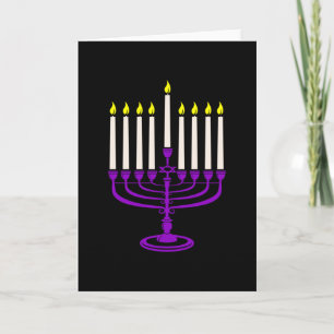 purple menorah hanukkah invitation