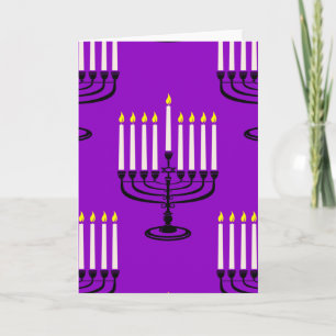 purple menorah hanukkah jewish print invitation