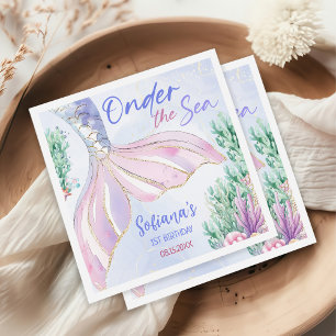 Purple Mermaid 1st Birthday Oneder the Sea Napkin