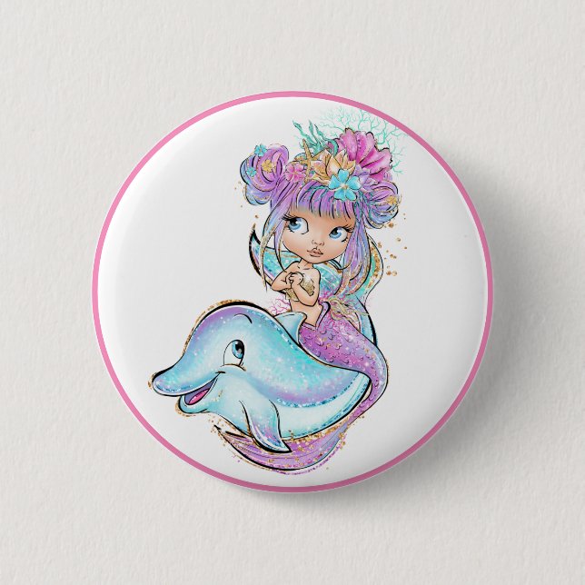 Purple Mermaid 6 Cm Round Badge (Front)