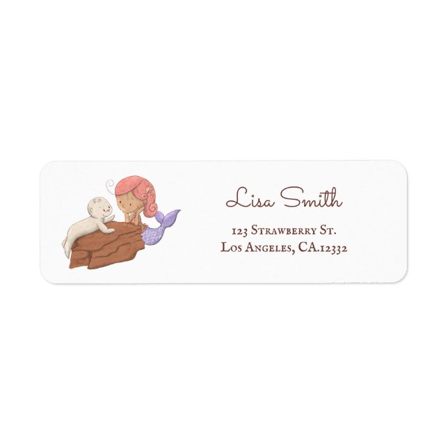 Purple Mermaid Baby Seal Return Address (Front)