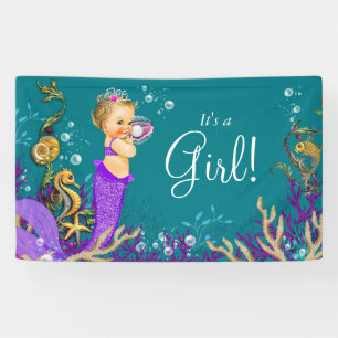 Purple Mermaid Baby Shower Banner