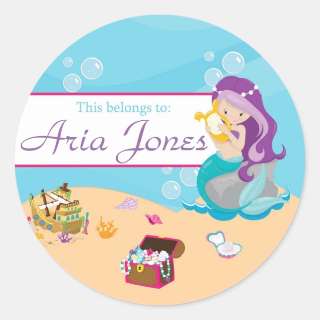 Purple Mermaid Back to School Sticker (Front)