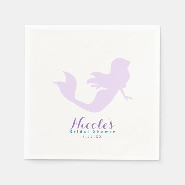Purple Mermaid Beach Bling Birthday Party Custom Napkin (Front)