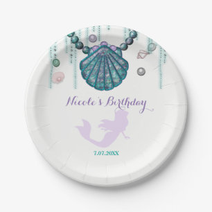 Purple Mermaid Beach Bling Birthday Party Custom Paper Plate