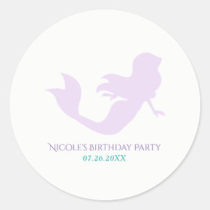 Purple Mermaid Beach Bling Birthday Party Favour Classic Round Sticker