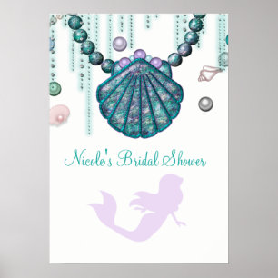 Purple Mermaid Beach Bling Party Banner Poster