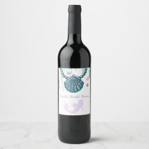 Purple Mermaid Beach Bling Party Custom Wine Label