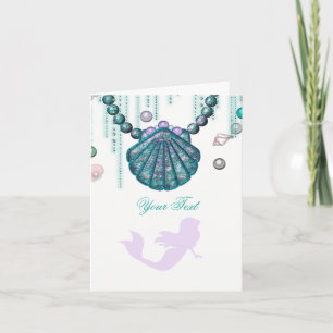 Purple Mermaid Beach Bling Thank You Fold Card