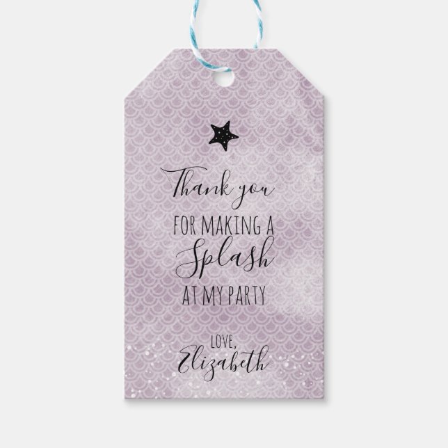 Purple Mermaid Birthday Party Gift Tags (Front)