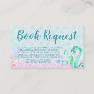 Purple Mermaid Book Request Card for Baby Shower