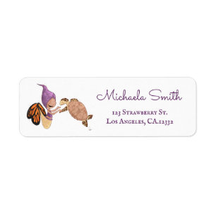 Purple Mermaid Butterfly Turtle Return Address