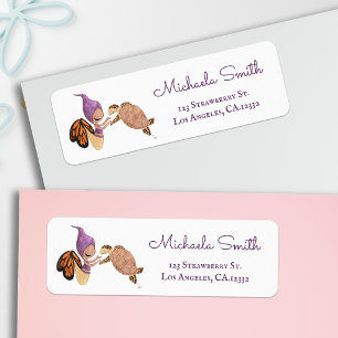 Purple Mermaid Butterfly Turtle Return Address