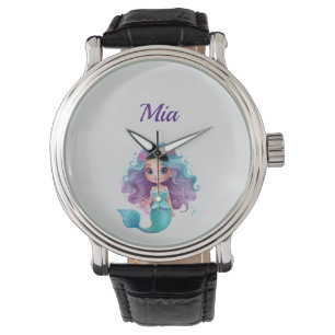 Purple mermaid custom name watch