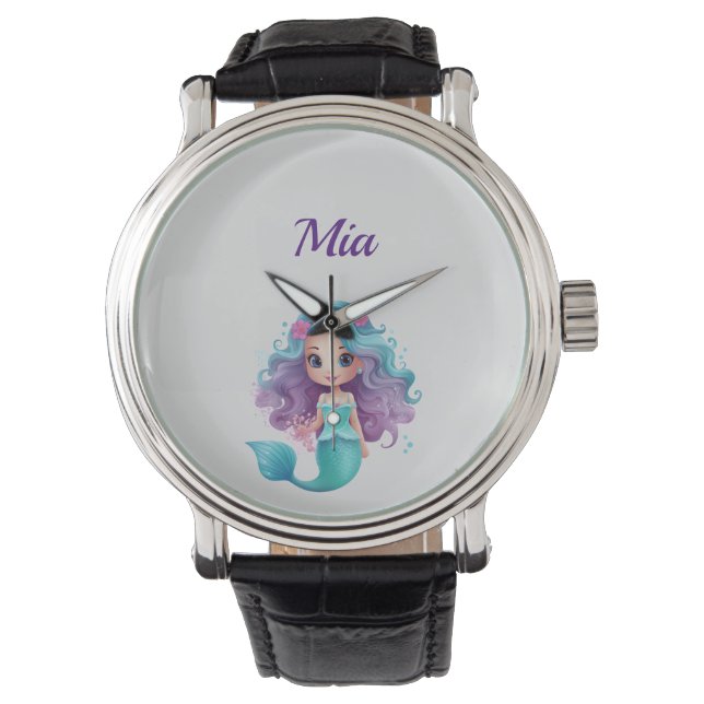 Purple mermaid custom name watch (Front)