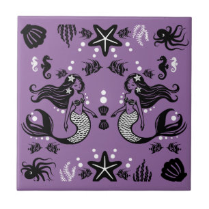 Purple Mermaid Fantasy Tile
