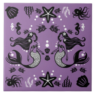 Purple Mermaid Fantasy Tile