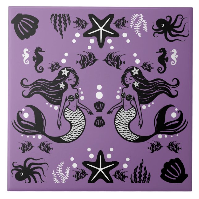 Purple Mermaid Fantasy Tile (Front)